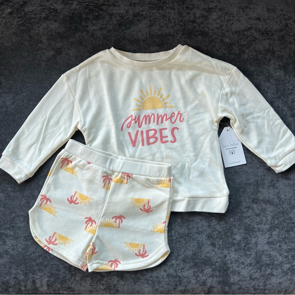 NWT Bon Bebe Summer Vibes Outfit Size 2T